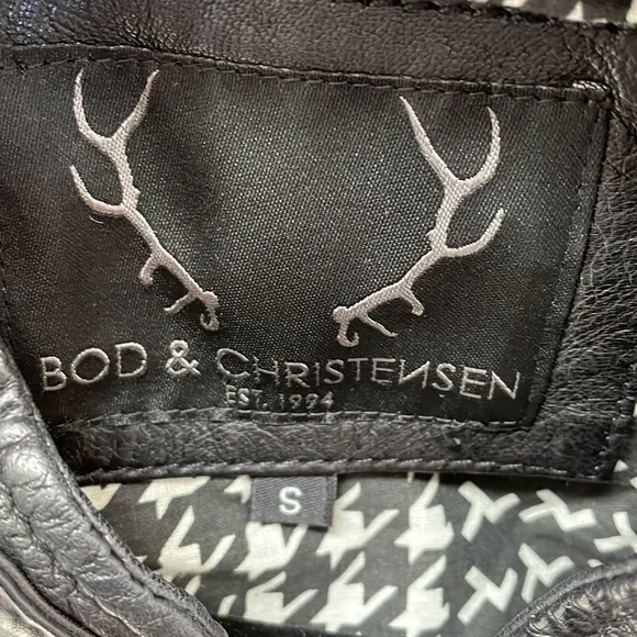 Bod & Christensen Black 100% Leather Jacket Small Jackets & Coats